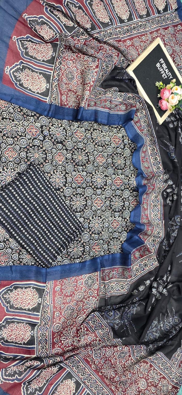 Ajrak Cotton three piece
