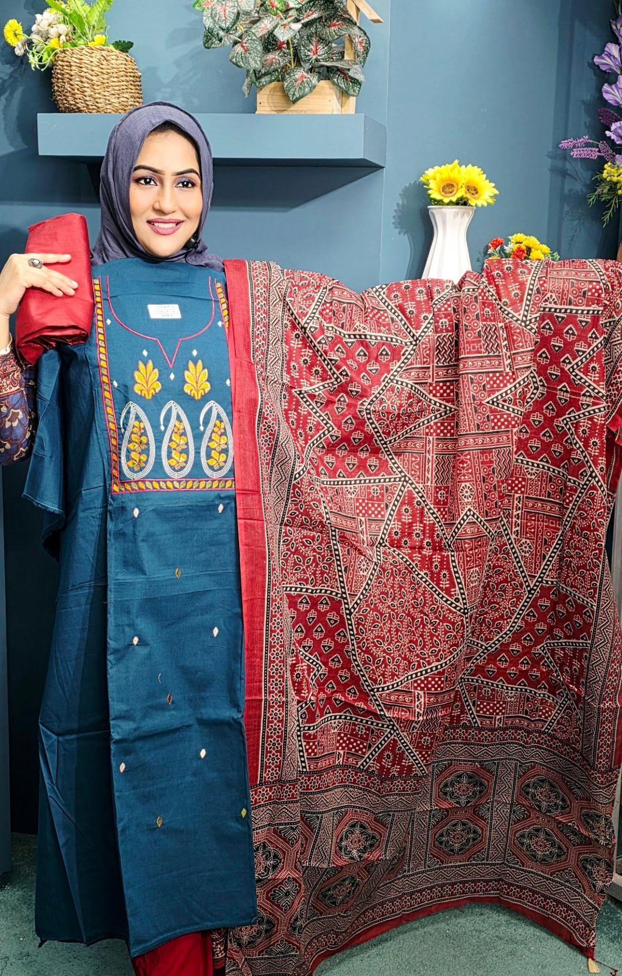 CottonPrint Dupatta Three piece