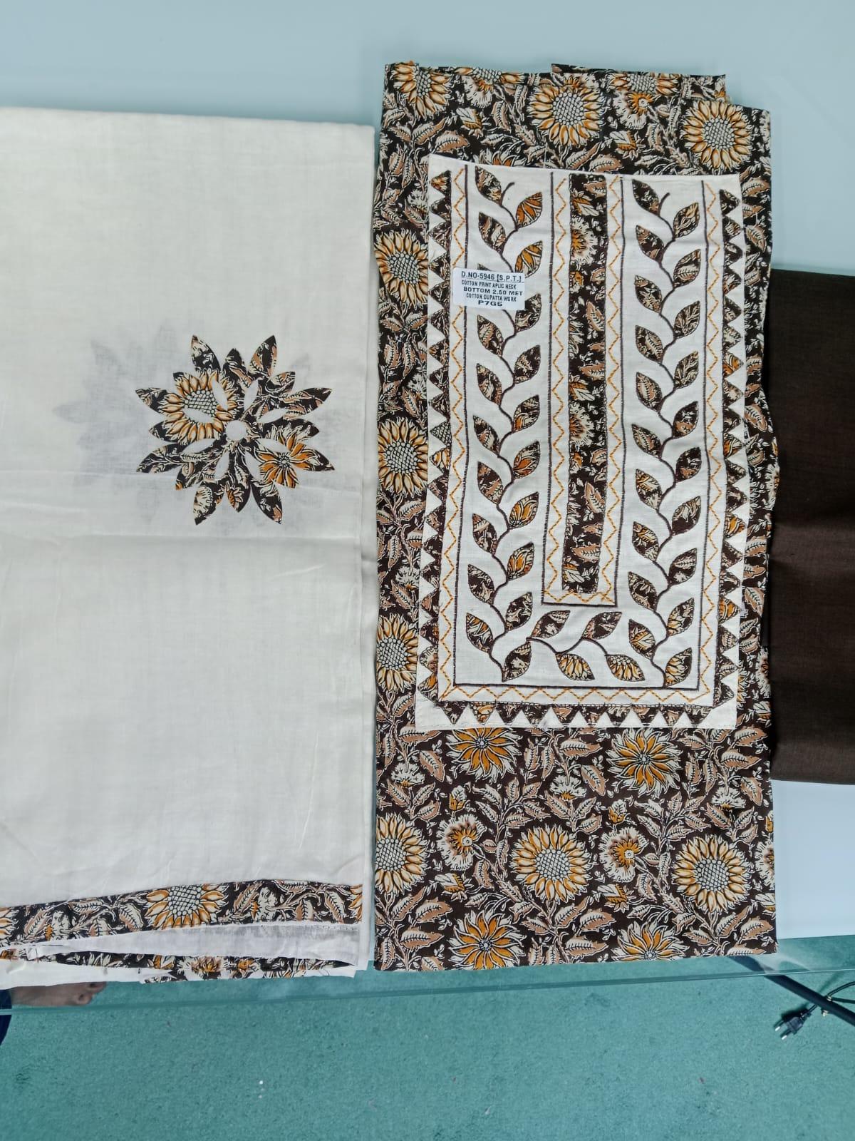 Cotton Dupatta work three piece