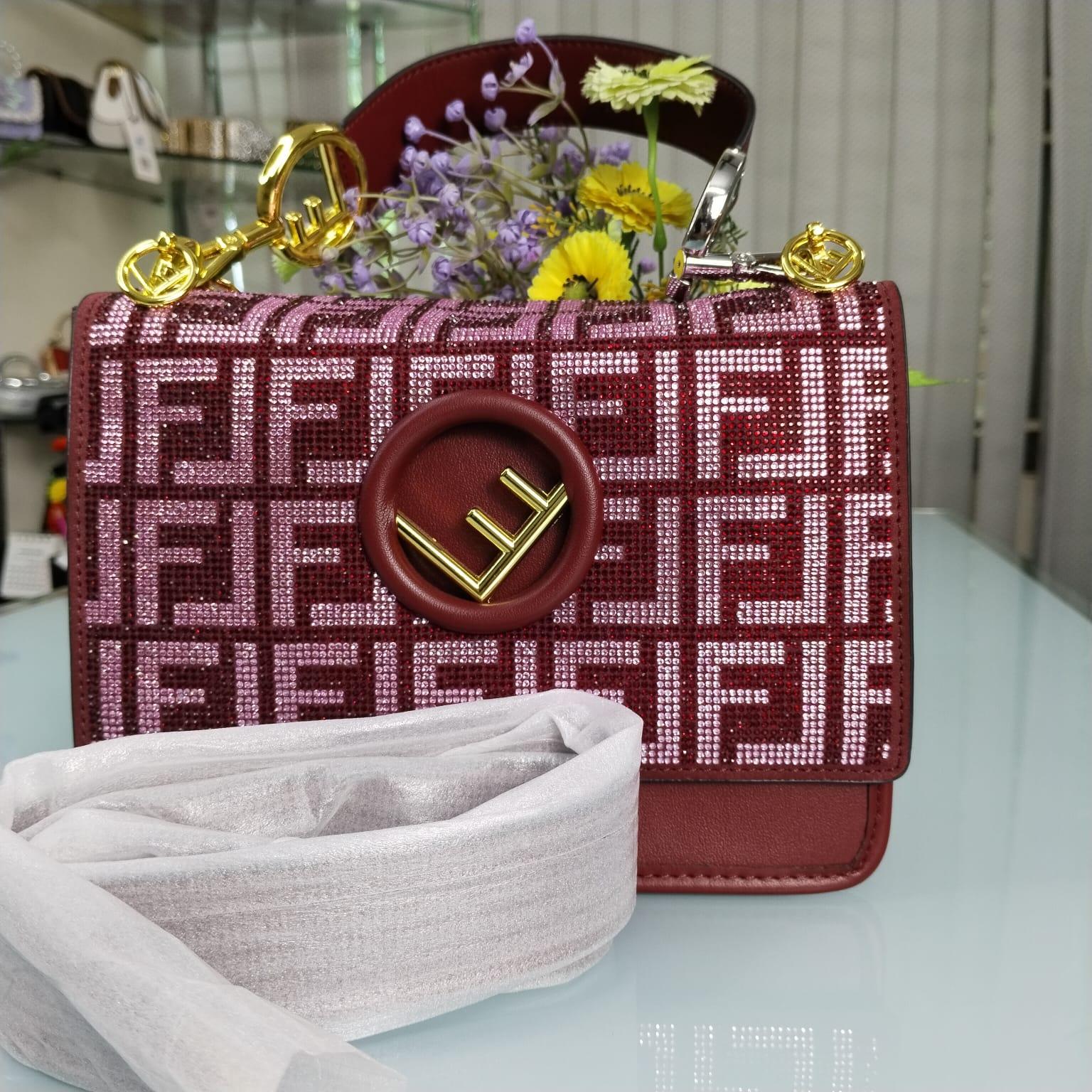 China Luxurious Hand Bag with Long Belt – Purple