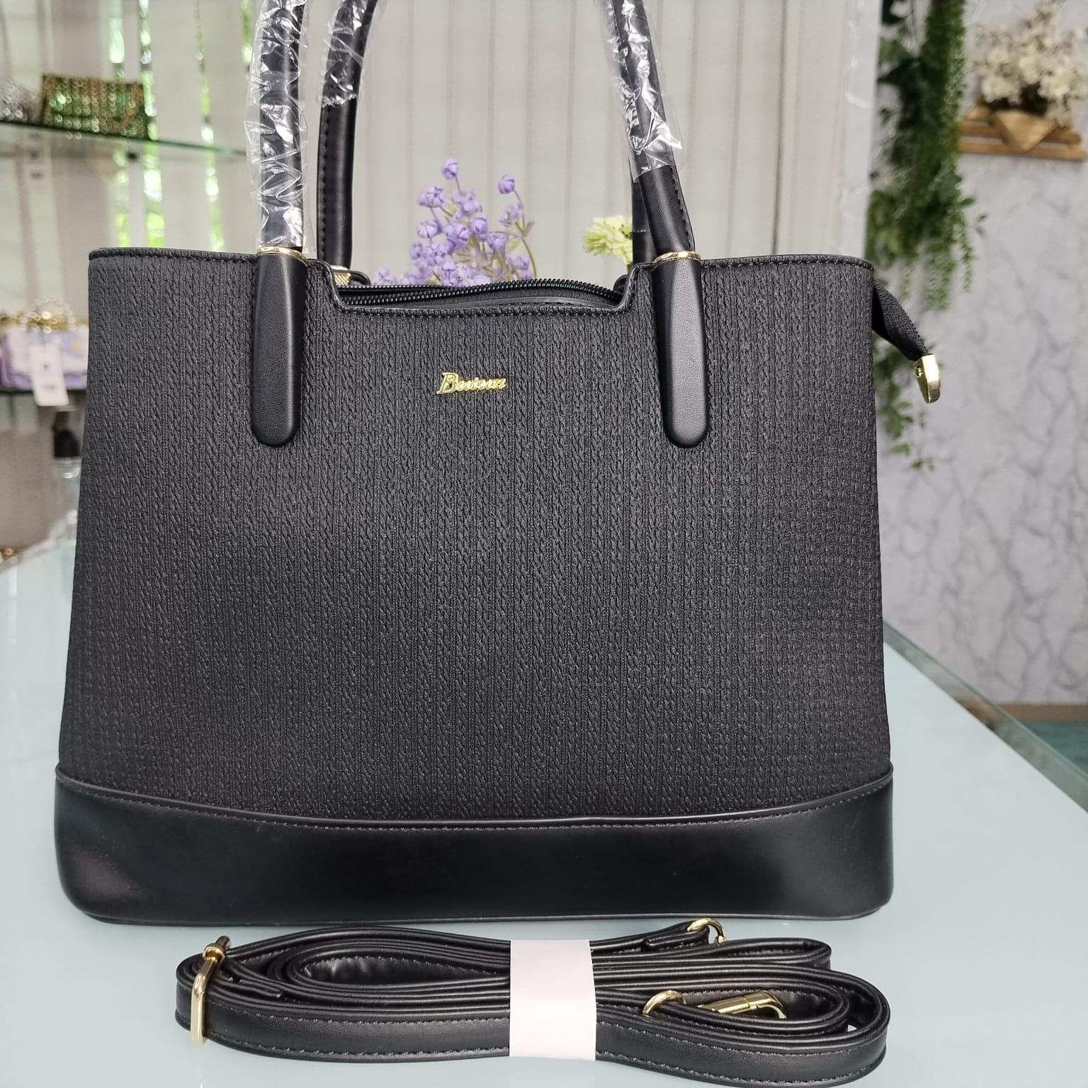 Butun Brand Luxurious Hand Bag with Long Belt – Black