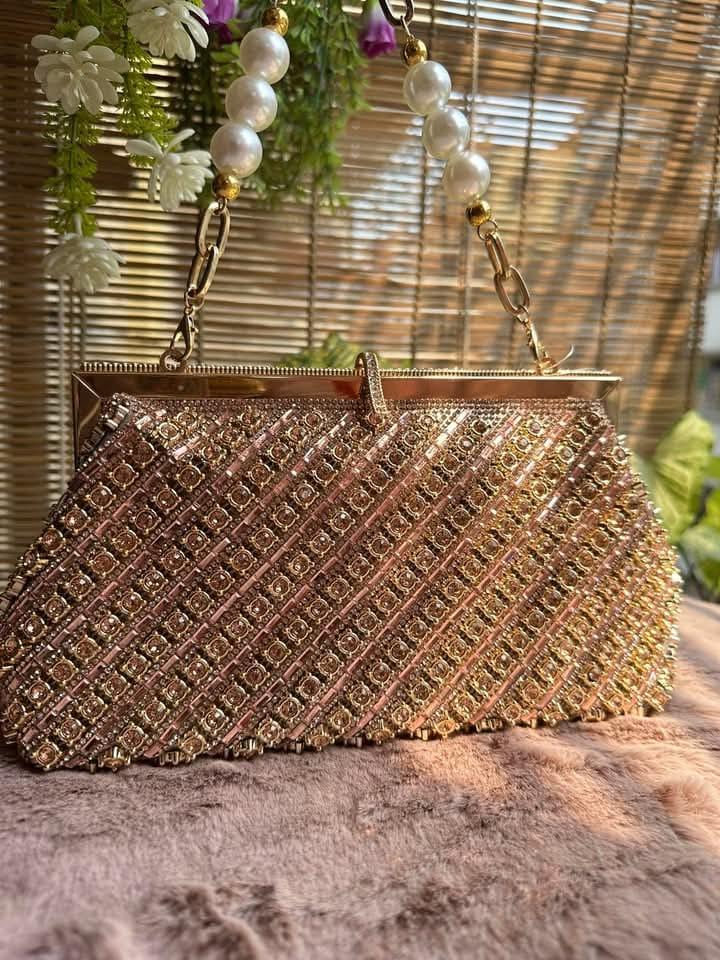 Stone Party Bag Champagne Gold Color