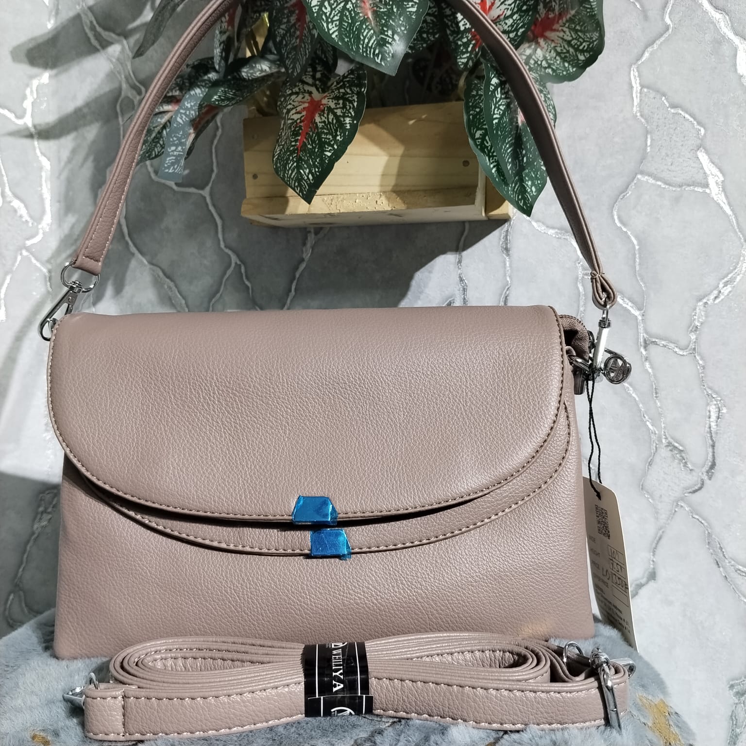 WEILIYA Brand Luxurious Crossbody Belt Bag – Mauve (Mov) Leather (10x7.5") - image 1