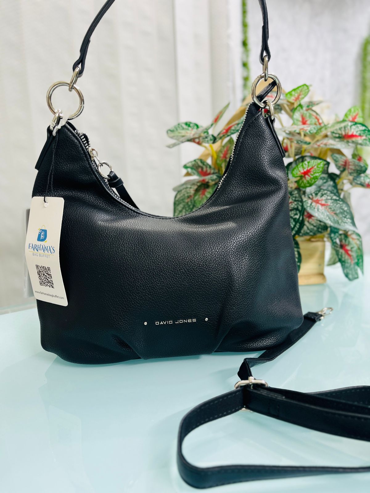 DAVIDJONES Soft Leather Black Shoulder Bag for Women – Lightweight & Stylish - image 1